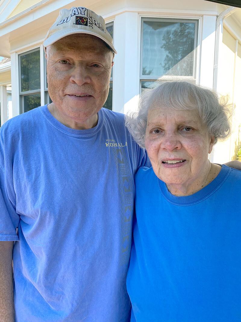 Lee Saunders and  his mother