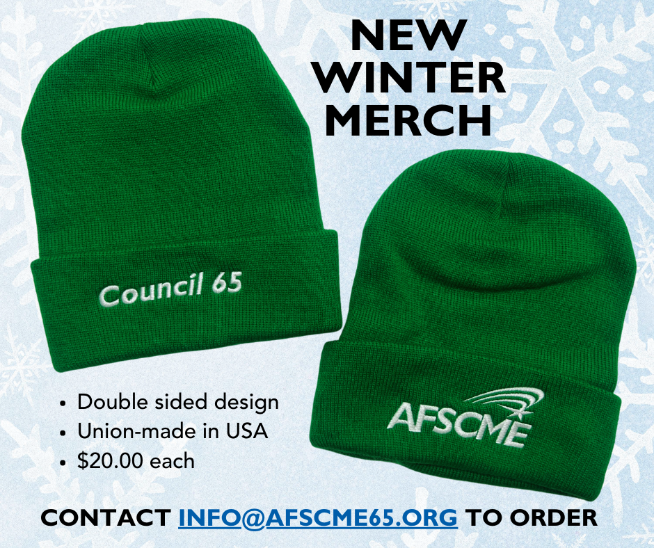 Green stocking caps with AFSCME logo