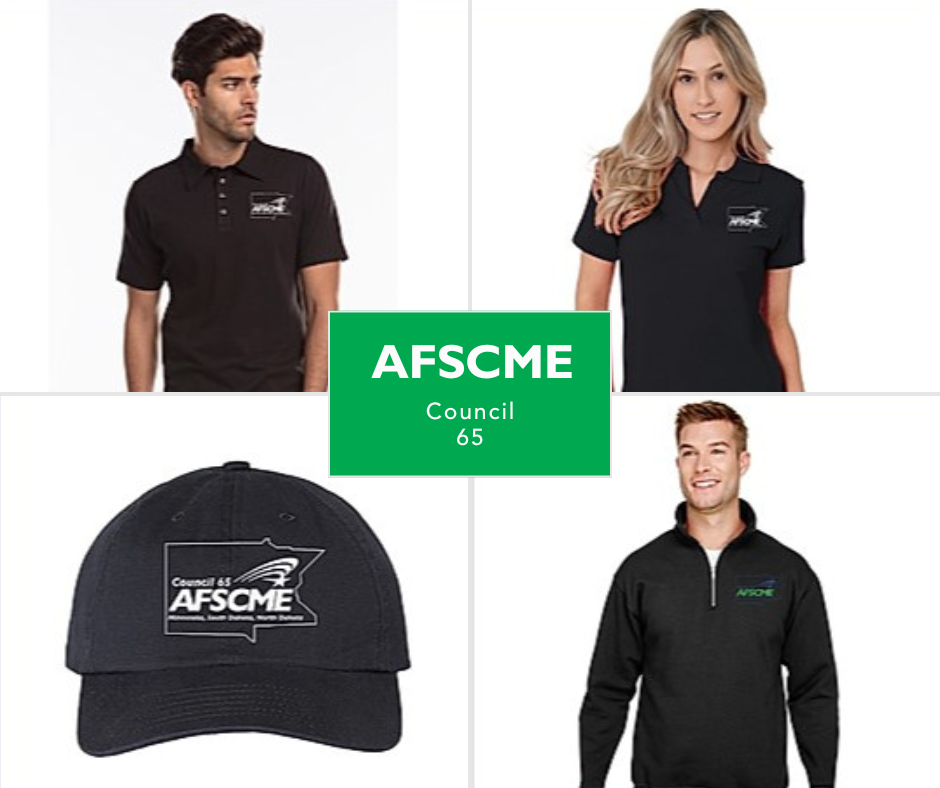 Shirts and hats with AFSCME logo