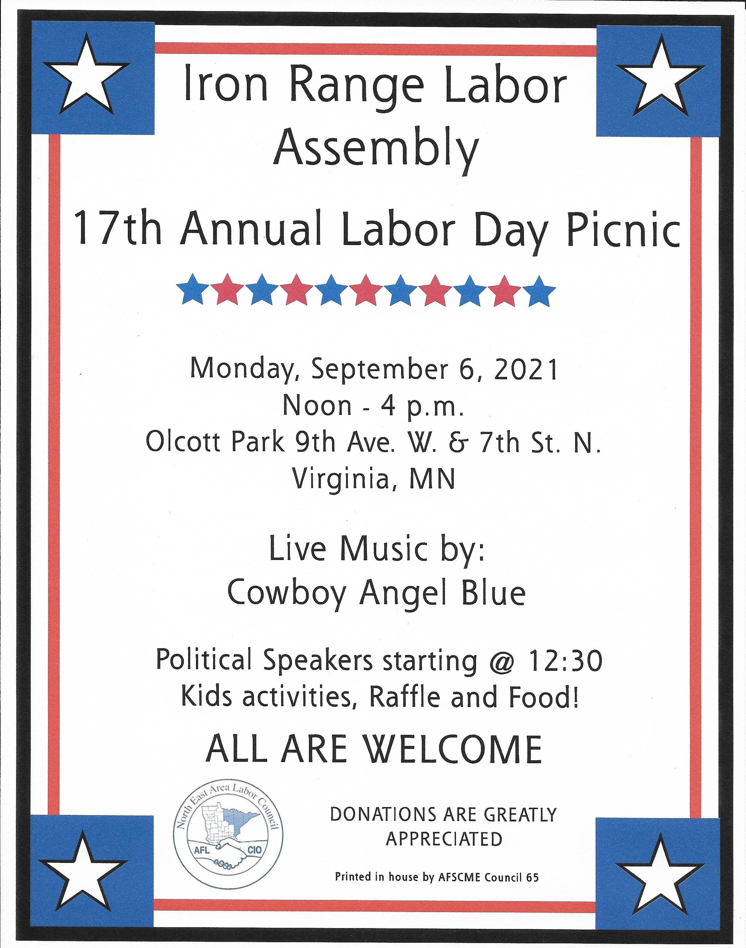 Iron Range Labor Assembly Labor Day Picnic Council 65 — Representing