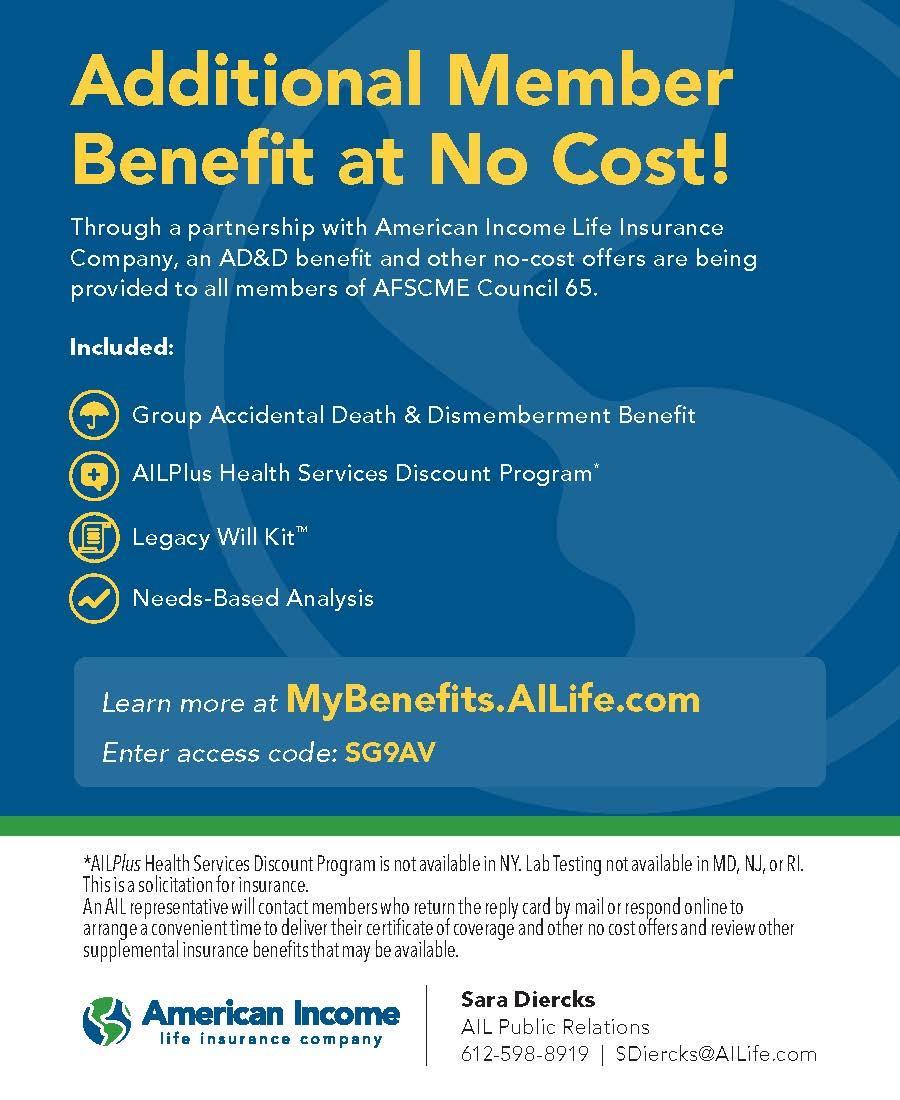 Member AD&D benefit through American Income Life